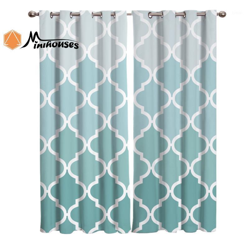 

Geometric Blue Green Gradient Turquoise Curtains Window Living Room Curtains Kitchen Indoor Window High Blackout Curtain Thick1, As pic