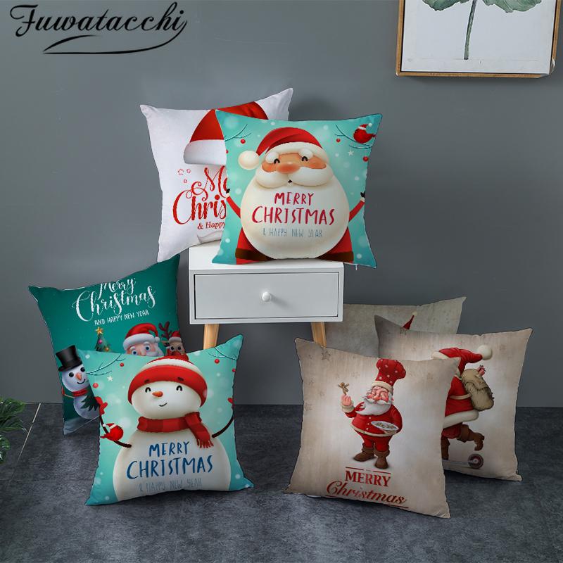 

Fuwatacchi Christmas Gift Cushion Covers Cute Cartoon Santa Claus Pillow Cover for Sofa Home Decoration Throw Pillowcases 45x45, Pc12132