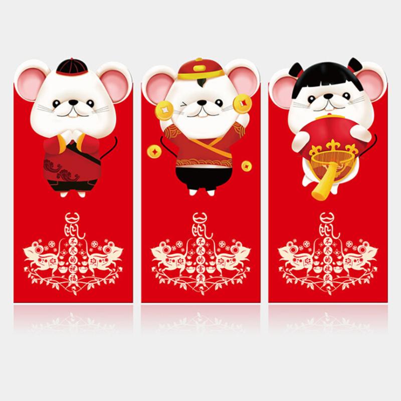 

12Pcs 2020 Rat Year Amimal Red Envelope To Fill In Money Chinese Tradition Hongbao New year Red Envelope Lucky Money Packet