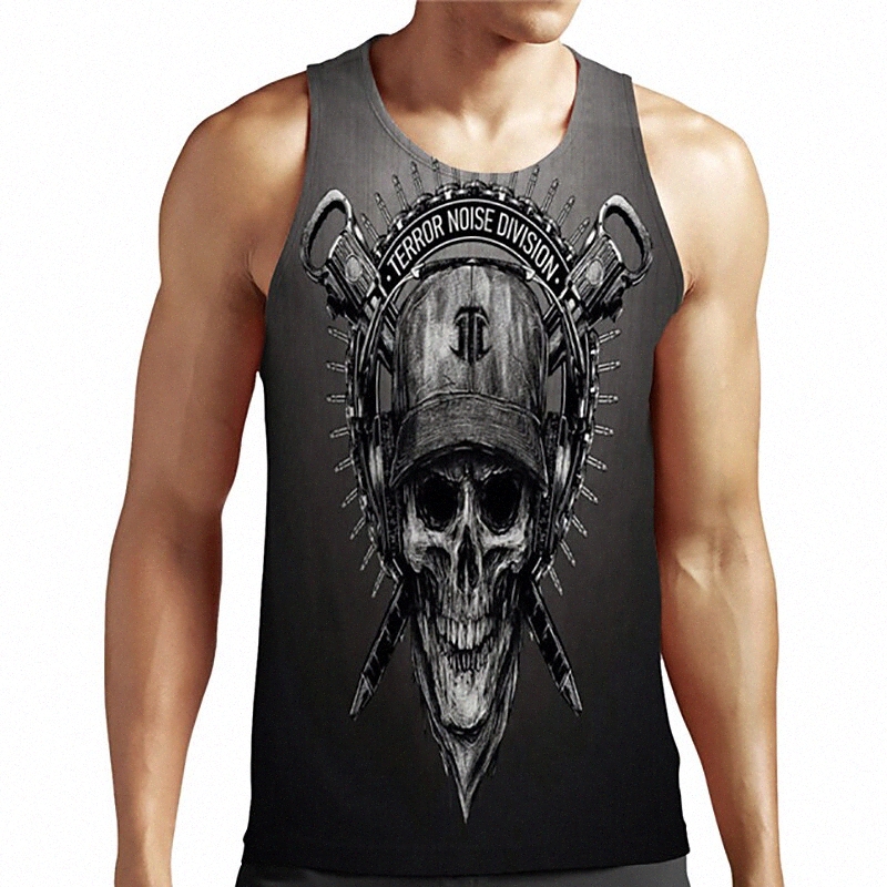 Men's Unisex Tank Top Undershirt 3D Print Graphic Prints Skull Plus Size Round Neck Casual Daily Print Sleeveless Tops Basic Designer Big an