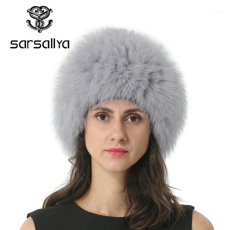 

Beanie/Skull Caps Hat Women Winter Knitted Beanies Real Fur Hats For Ladies Thick Warm Fashion Silver Elastic Luxury Russian1, White