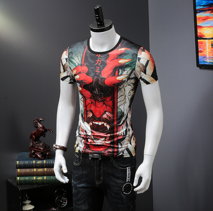 

2021 New High Quality Printed Men Brand Clothing Slim Male Plus Size Fashion Homme Tshirt Hiphop Streetwear T-shirt Zlam, Black