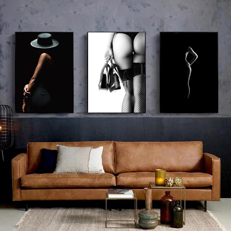 

Black Sexy Nude Women Body Figure Art Canvas Painting Wall Art Posters Prints Wall Pictures for Living Room Home Cuadros