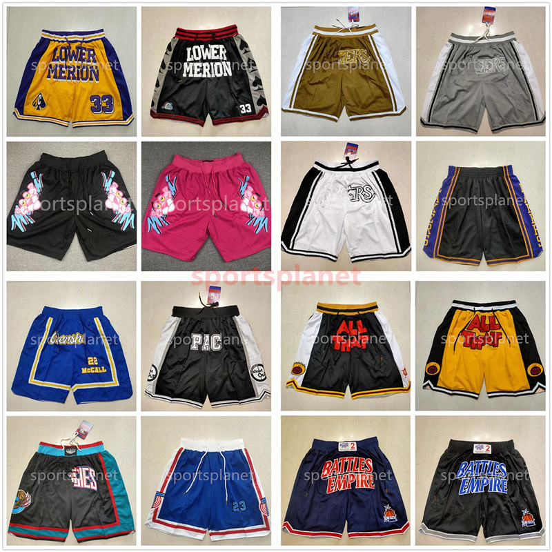 

2022 All Team Retro Stitched Just Don Pocket Lower Merion Basketball Shorts 1 Bugs Tune Squad Hip Pop Pant With Pockets Zipper Sweatpants Baseball Short Man -XXL, As picture