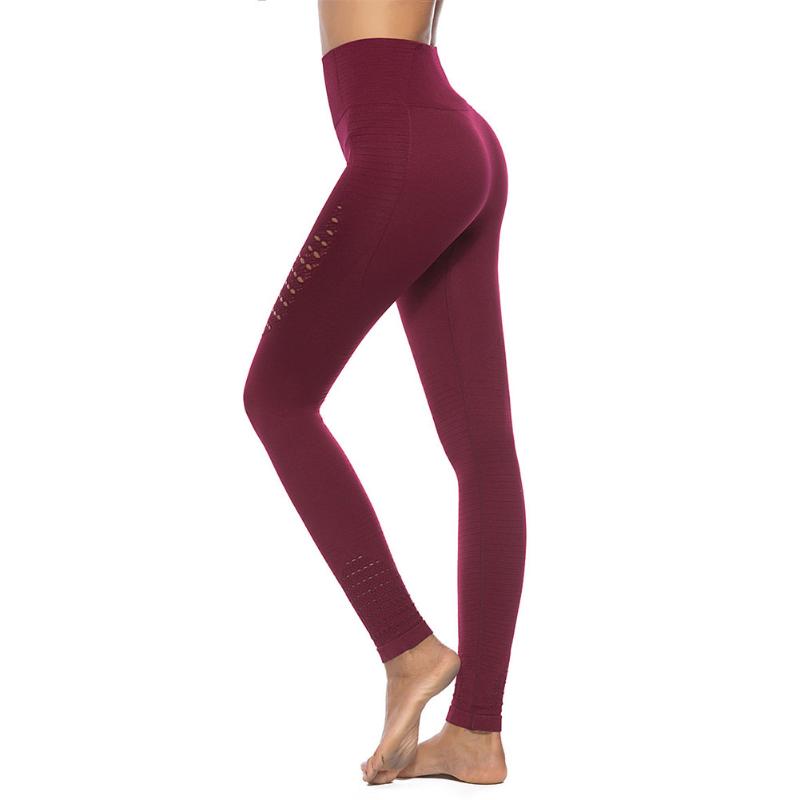 

Women Hollow Out Seamless Double Neckline Thin Squats Tights Fitness High Waist Leggings Pants Yoga Sport, Black