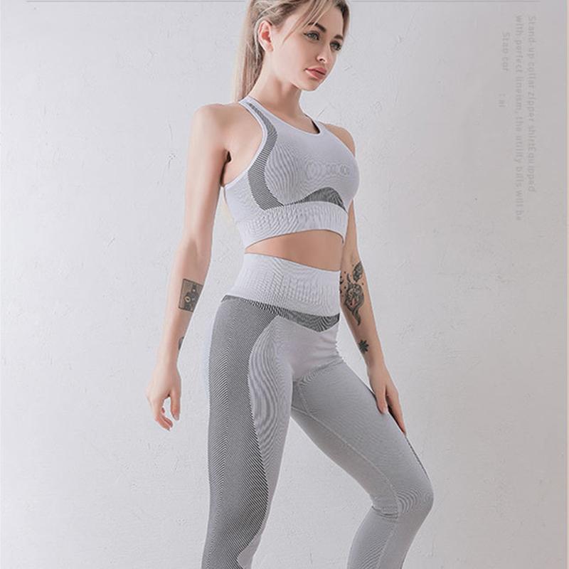 

Women Seamless Yoga Set Fitness Clothing High Waist Gym Leggings+Padded Push Up Sports Bra Running Sportswear Track Suit, Camel bra