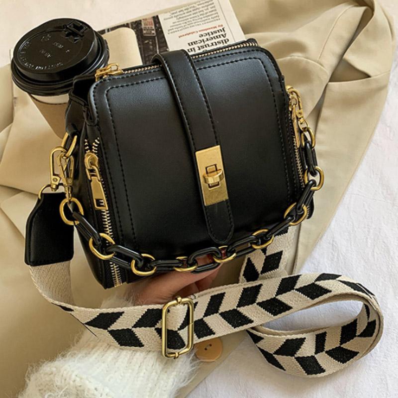 

Vintage PU Leather Shoulder Handbag 2021 Fashion Chain Crossbody Bag Shoulder Hand Bag Women Trend Handbags and Purse, Black