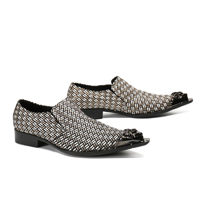 

Fashion Luxury Steel Toe Shoes Elegant Men Sapato Social Glitter Weave Pattern Formal Party Wedding Men Shoes Big Size 38-47, As pic