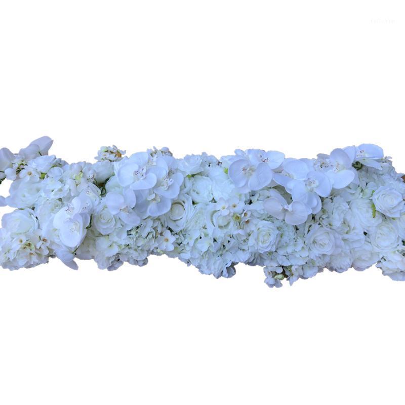 

Artificial Flower Row And Fake Flowers Runner For white Wedding Background White Orchids And Apple Flowers DIY GY8071, Gy807
