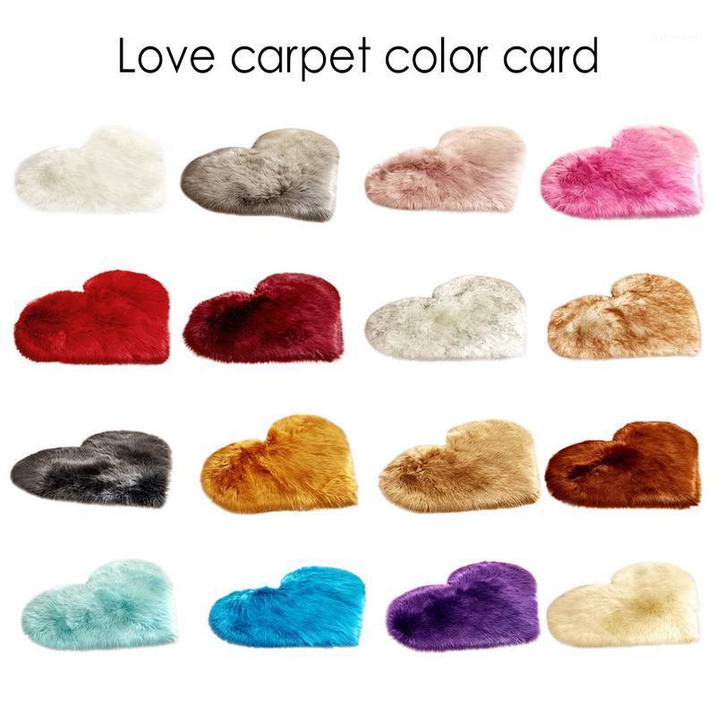 

SKTN Carpet Wool Faux Fluffy Mats Artificial Sheepskin Hairy Mat Love Heart Rugs NO Lint Carpet For Living Room Floor Mats Pad1