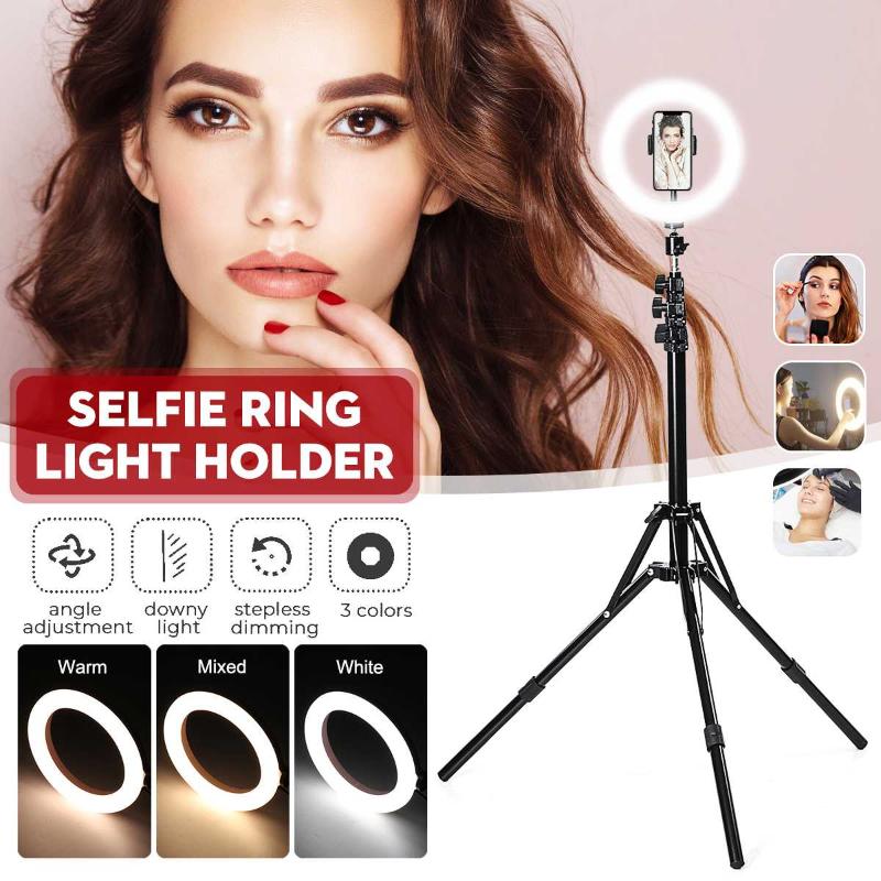 

Photography LED Selfie Lighting Stepless Cold Warm Shadowless Dimmable 96 LED Ring Light Phone Video Make up Light With Tripod