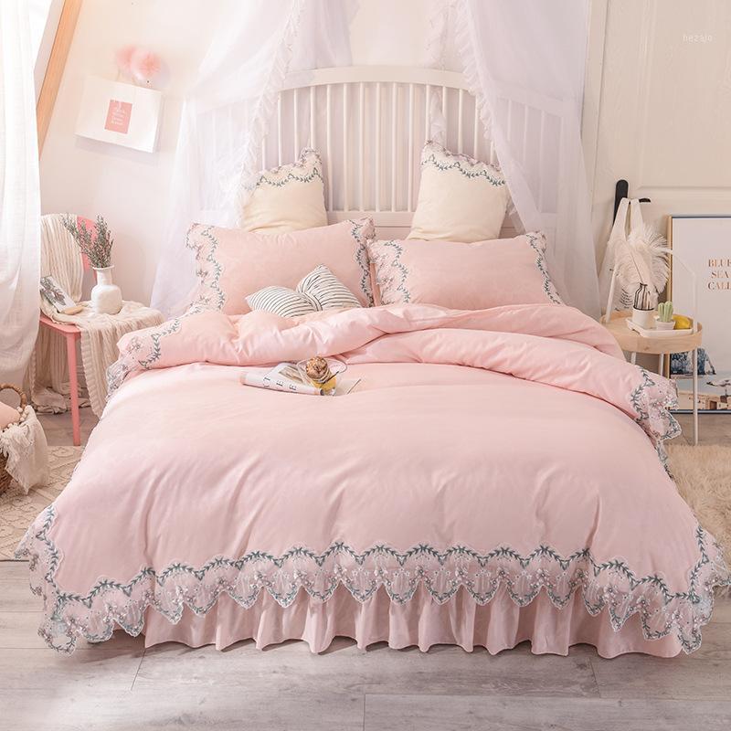 

derivative hot selling solid color lace-up charade princess style 4-piece bedding1, White