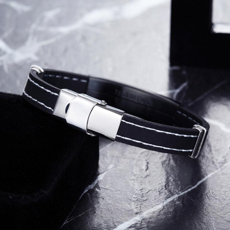 

Punk Men Bracelet Bible Cross Bangles Titanium Steel Silicone Bracelets Jewelry Gift JAN88