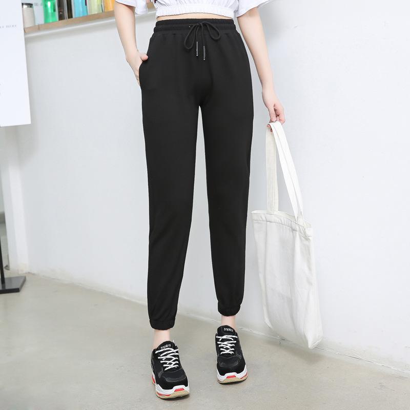 

Fanceey Women Stacked Sweatpants Sport Pants Women Cotton Gym Leggings Casual Ladies Girls High Waist Drawstring Joggers Pants, Black