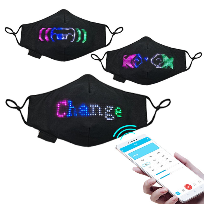 

Bluetooth Programmable Glowing Mask With PM2.5 Filter LED Face Masks for Christmas Party Festival Masquerade Rave Light Up Mask