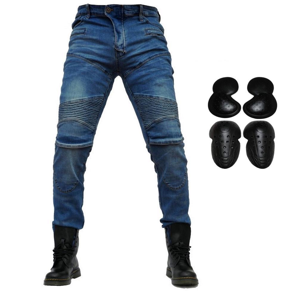 

2021 New Motorcycle Riding Motorbike Racing Jeans Armor Pantalons Biker Cycling Pants with 4 x Ce Upgrade Knee Hip Protective Pads 535l