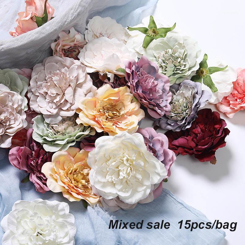 

10pcs Mixed Sale Artificial Flower Peony Silk Flower Head for Wedding Party Home Decoration DIY Wreath Gift Box Scrapbook Craft1, Mixed 10pcs