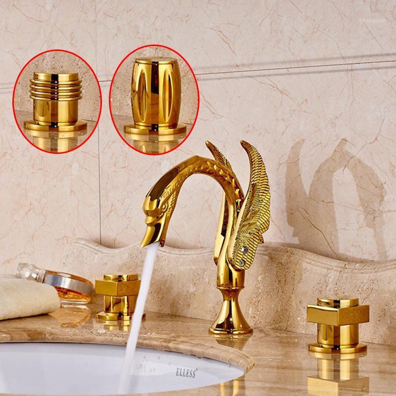 

Swan Style Deck Mount Waterfall Bathroom Basin Faucet Dual Handles Mixer Tap New1