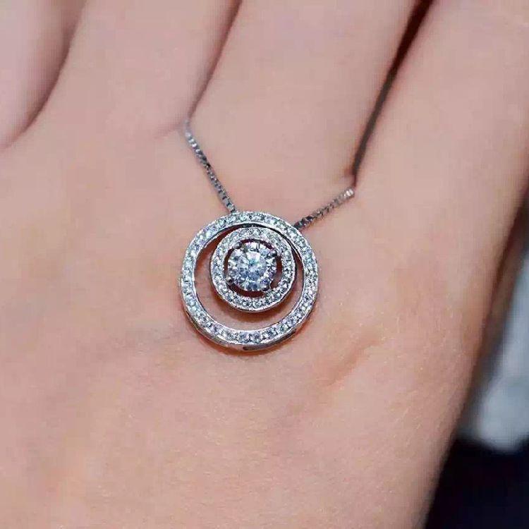 

Chains Double Circle Interlock Clavicle Short White Zircon Necklace 925 Sterling Silver For Women Jewelry Gift