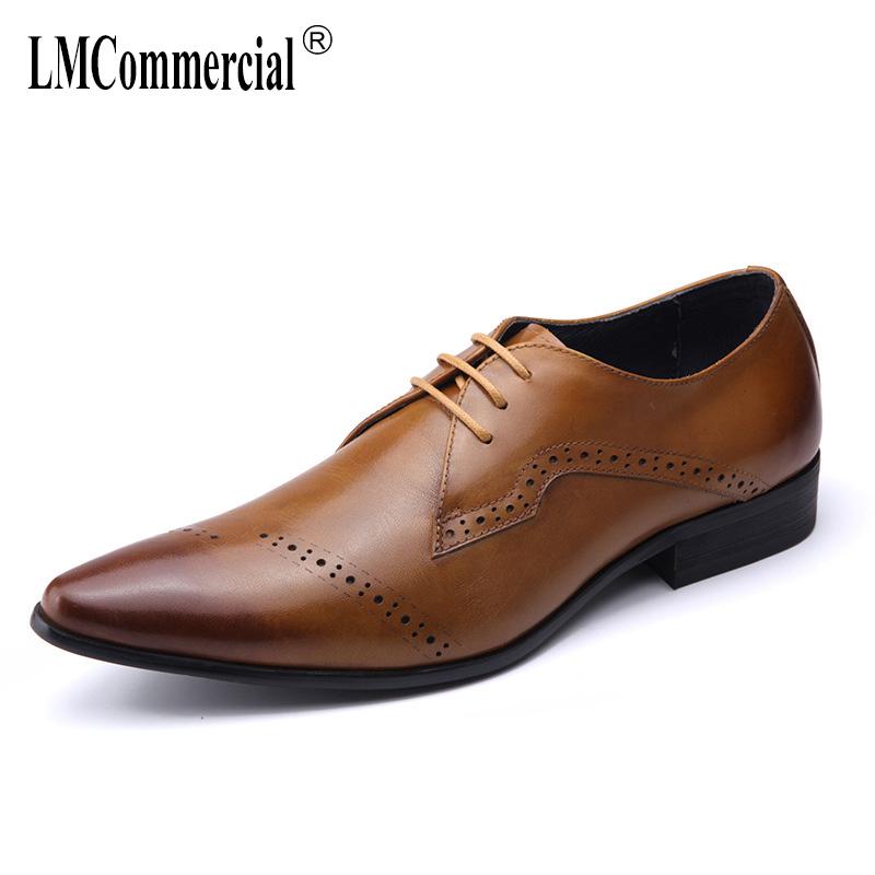 

cowhide bullock business dress suit leather shoes designer shoes men high quality mens formal dress British retro, Beige