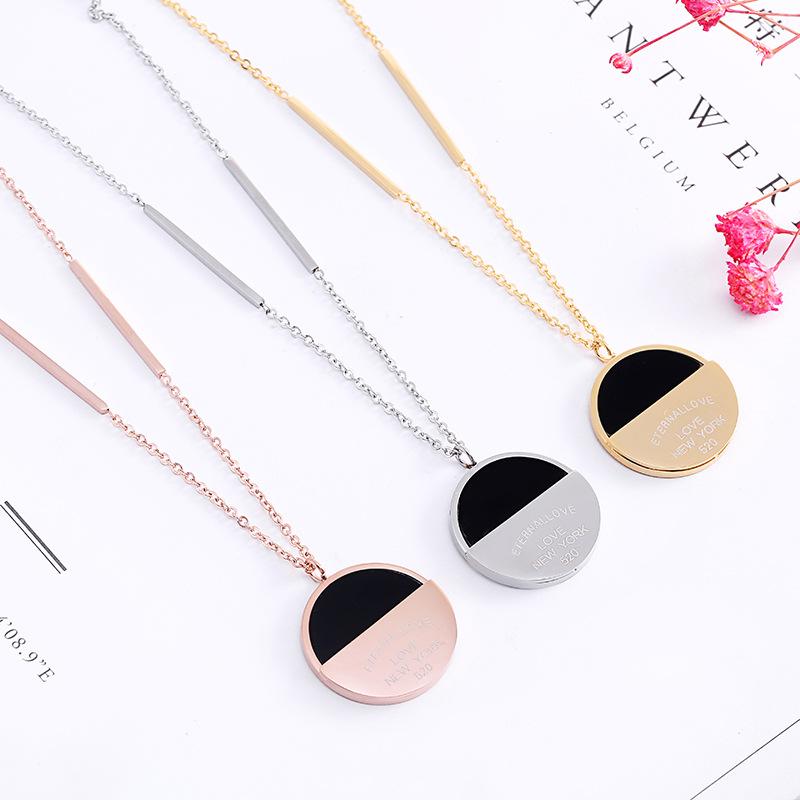 

Fashion Jewelry, titanium Jewelry,Round with shell chains, rose gold necklace