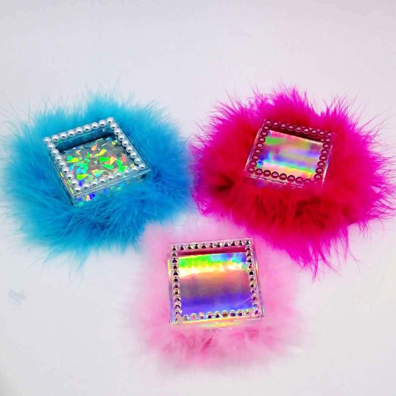 

NEW 20/pcs Square feather diamond false eyelash packaging box fake 10mm-25mm 3d mink eyelashes boxes diamond case lashes empty