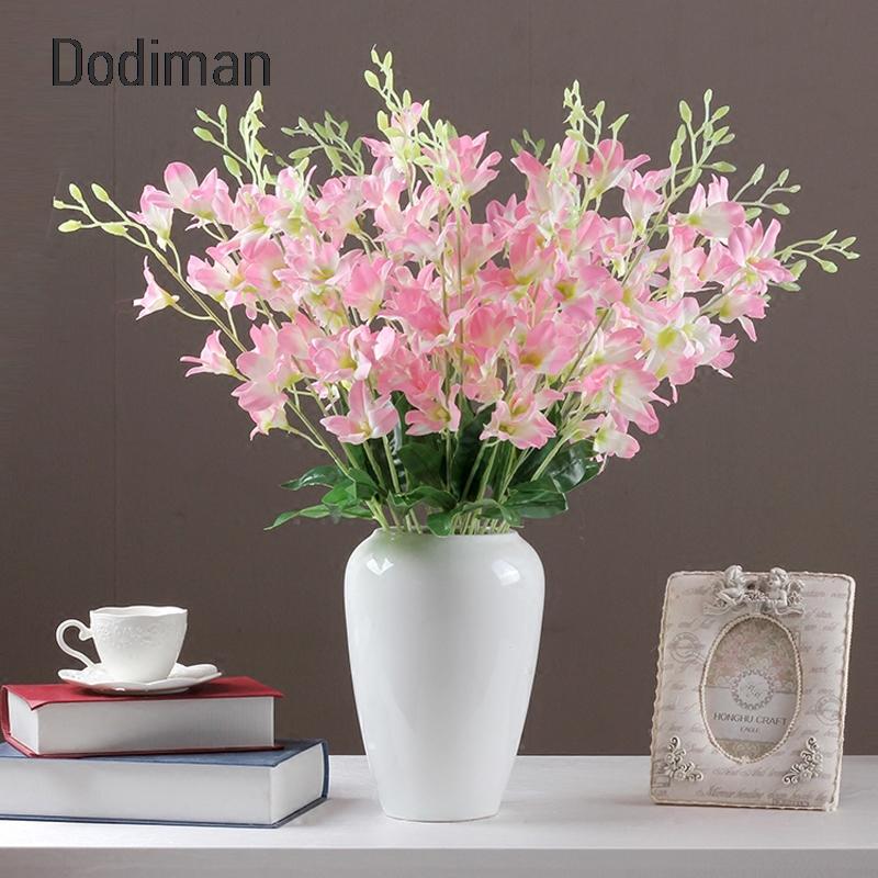 

65cm Simulation floral Silk flowers cattleya home living room desktop decoration fake flower for Wedding Road led flower 1pc, Pink