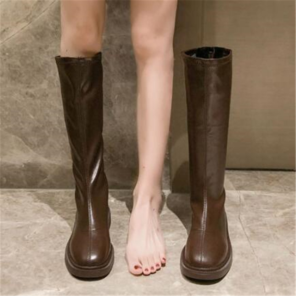 

New Warm 2021 Winter Leather Models Snowboots Knee High Fashion Shoes Women Female Zapatos Mujer Boot -40 V53T, Brown shorts boots