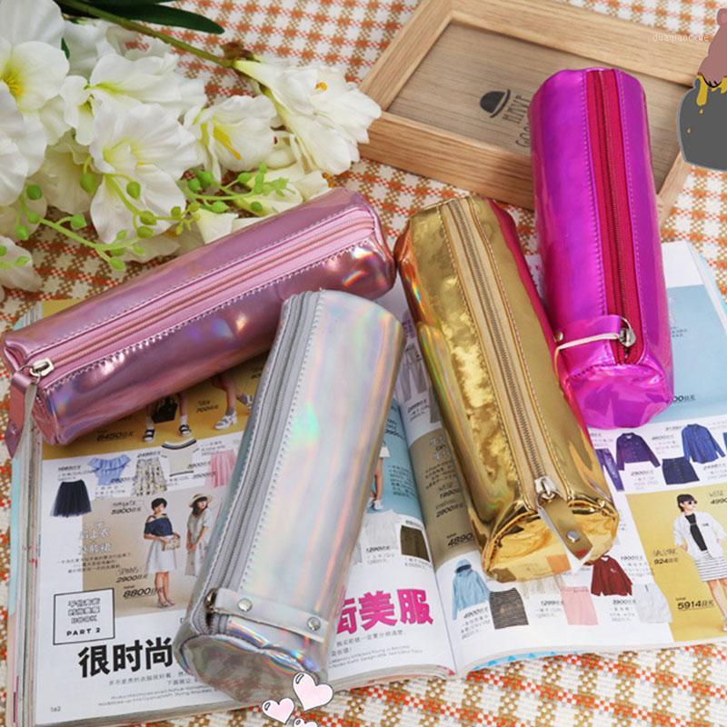 

New Students Holographic Pencil Case Makeup Comestic Bag Pouch Zipper1