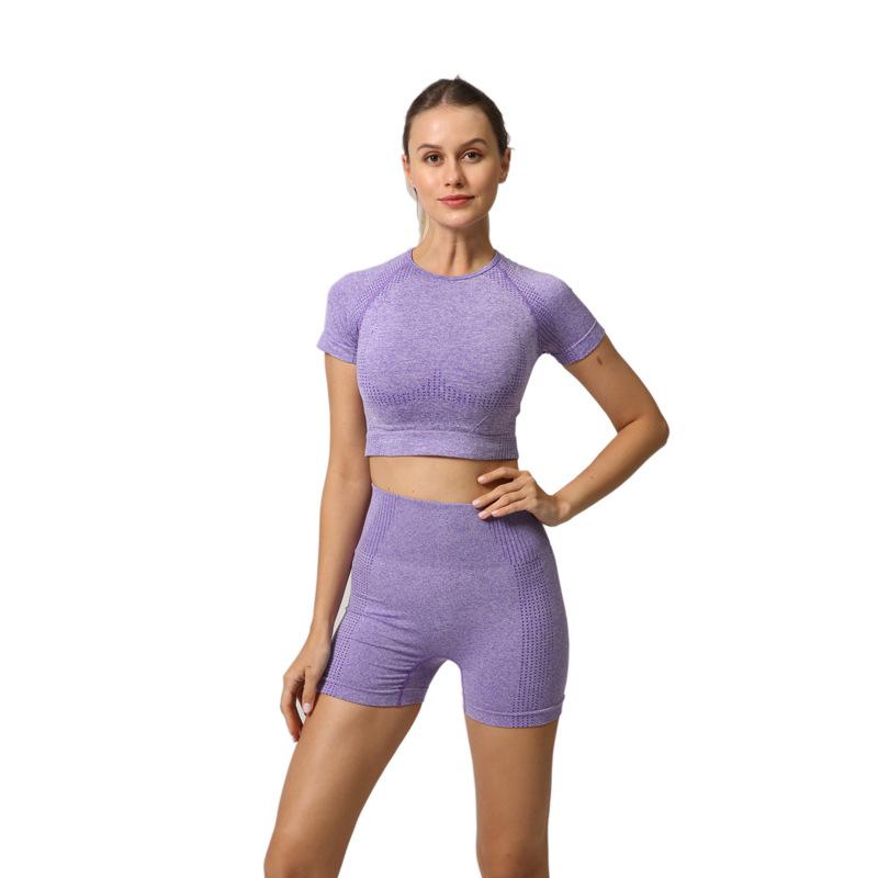 

Women 2021 Seamless Yoga Set Fitness Sports Suits Gym wear Long Sleeve Crop Top Shirts High Waist Running Leggings Workout Pants