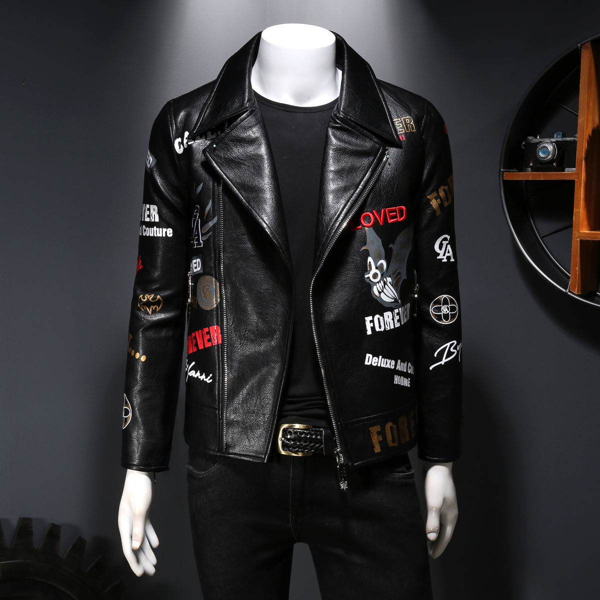 

2020 Printed Letter From Fake, High-quality Black Men in the Leather Jacket. Autumn Jacket Dressed As Homme. Ixag