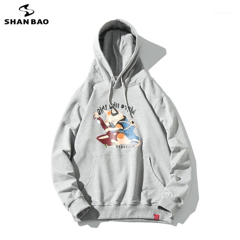 

2019 spring new style brand cotton solid color casual hoodie cute animal print large size men's fashion loose hoodie WE9601, Black