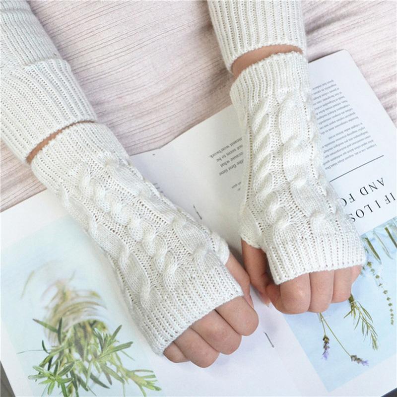 

New Fashion Women Men Stylish Hand Warmer Winter Gloves Arm Crochet Knitting Faux Wool Mitten Warm Fingerless Glove1