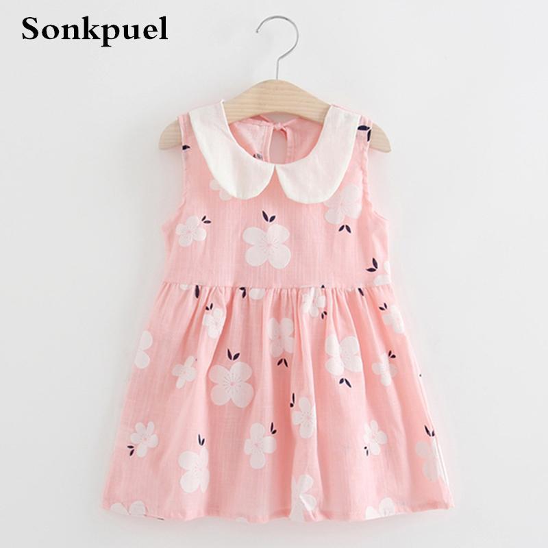 

1-6 Years Baby Girls Sleeveless Princess Dresses Summer Kids Floral Printed Dress Costume Girl Cotton Dress Children Clothing1, F04771-bl