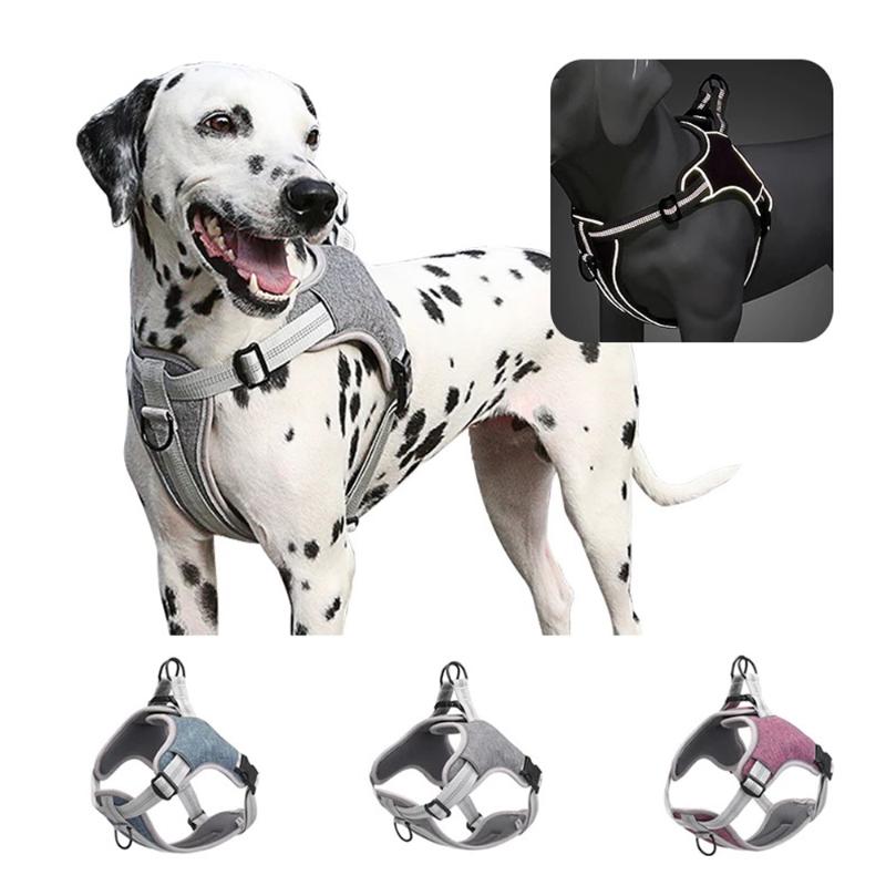 

New Pet Dog Reflective Leash Chest Harness Adjustable Vest Breathable Mesh Fashion Strap Dog Supplies Outdoor Use