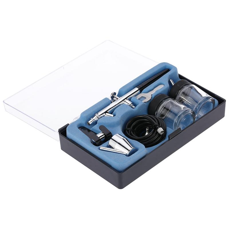 

Siphon Feed Dual Action 0.35Mm Airbrush Kit Spray Tool Air Brush For Makeup Cake Art Painting Temporary Body With A Complete T