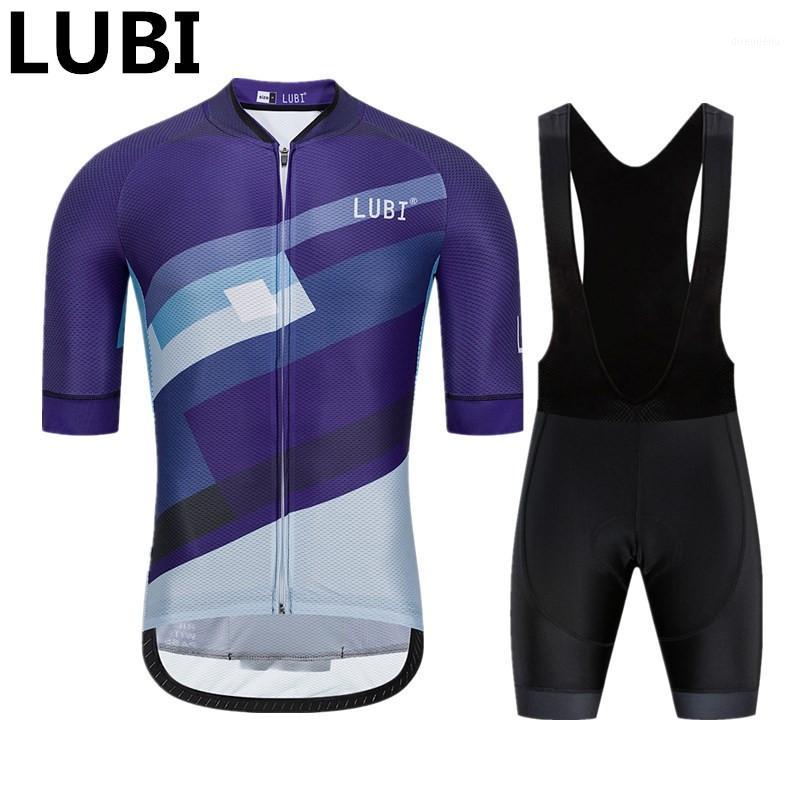 

LUBI 3 Colors Summer Pro Cycling Jersey Set Wear High Density Sponge Pad MTB Tights Clothes Kit Bike Clothing Road Suit For Men1, Jersey and bib short