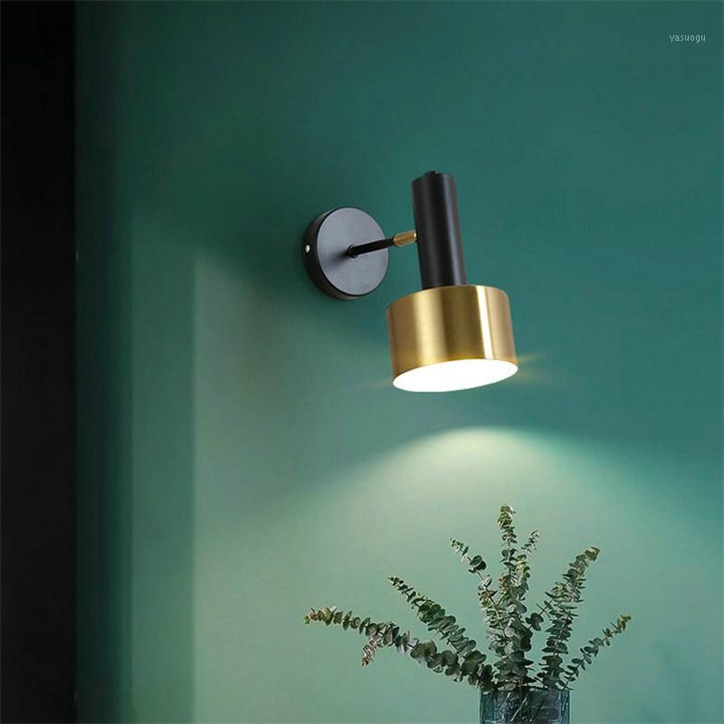 

Nordic Minimalist Black Gold Free Rotation Electroplating Metal Restaurant Corridor Bedroom Modern Decorative LED Wall Lamp1