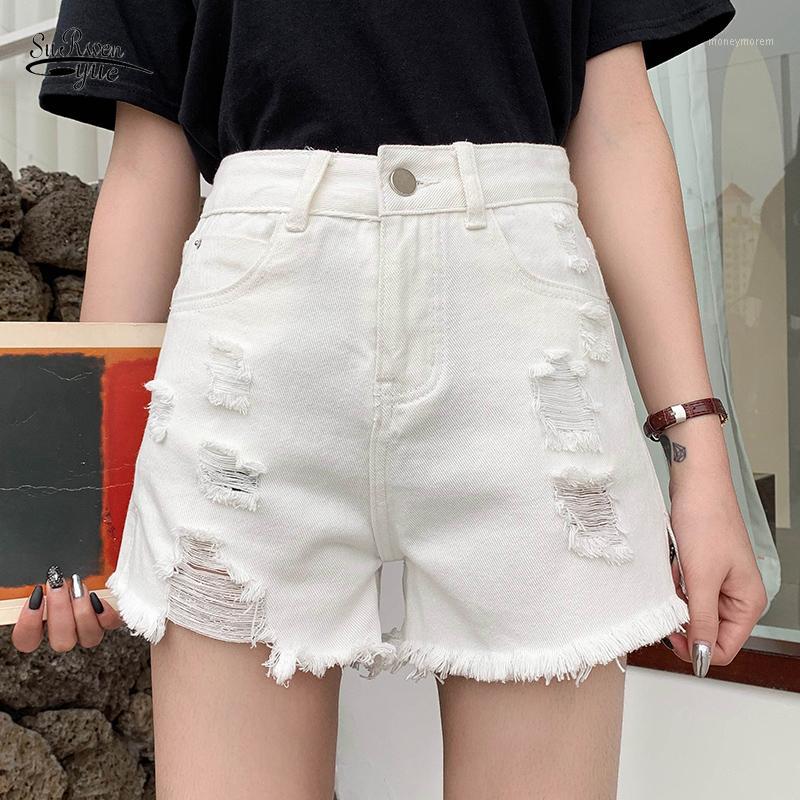 

2020 Korean Style Women Loose Shorts Streetwear High Waist Shorts Wide Leg Denim for Women Pantalon Corto Mujer 9353 501, Blue