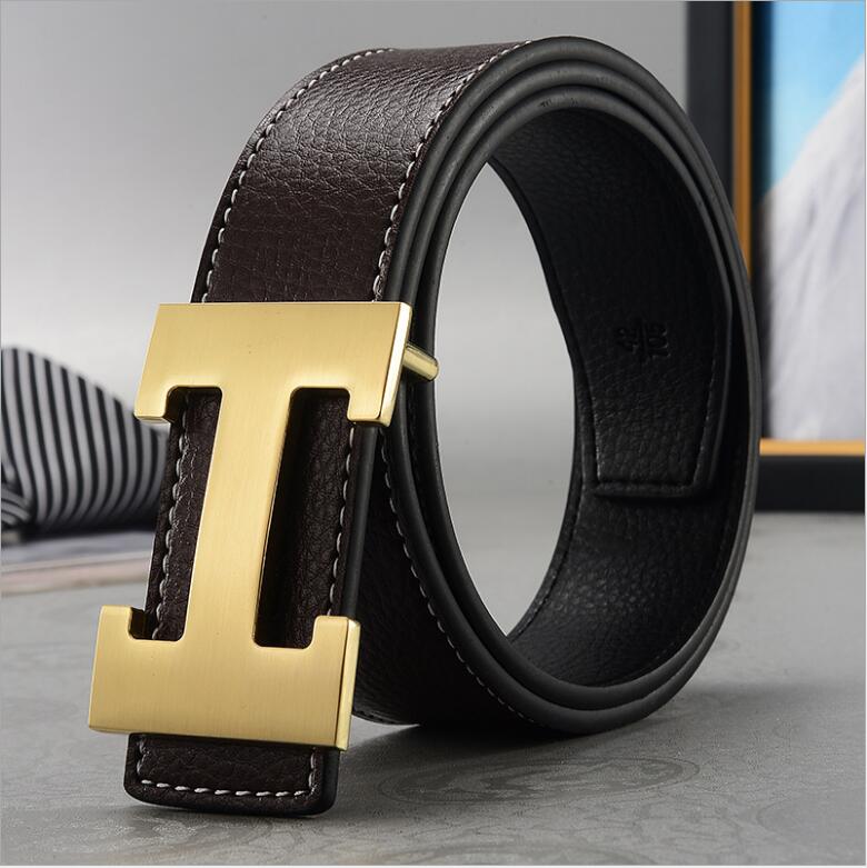 

Fashion belt Genuine Leather Men Belt High Quality H Smooth Buckle Mens Belts For Women belt Jeans Cow Strap, Black;brown