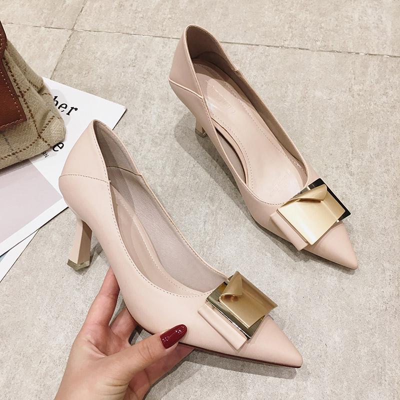 

Woman Concise Office Shoes Fashion Pointed Toe Women Pumps Flock Shallow High Heels 5.5CM/7.5CM Women's Party Shoes