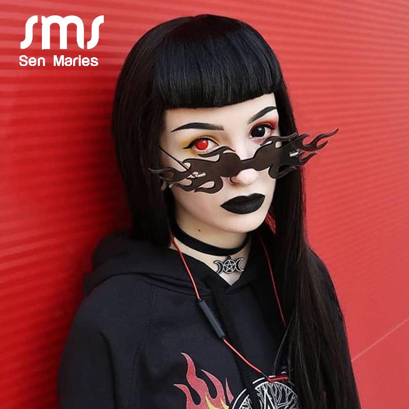 

Fashion Big Fire Wave Flame Sunglasses Women Men 2020 Oversized Rimless Wave Sun Glasses Eyewear Luxury Punk Sunglasses Gafas de