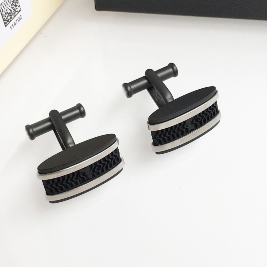 

Luxury Cufflink French Cuff Links Threaded Cufflinks Black resin fine steel high quality Top Gift M02