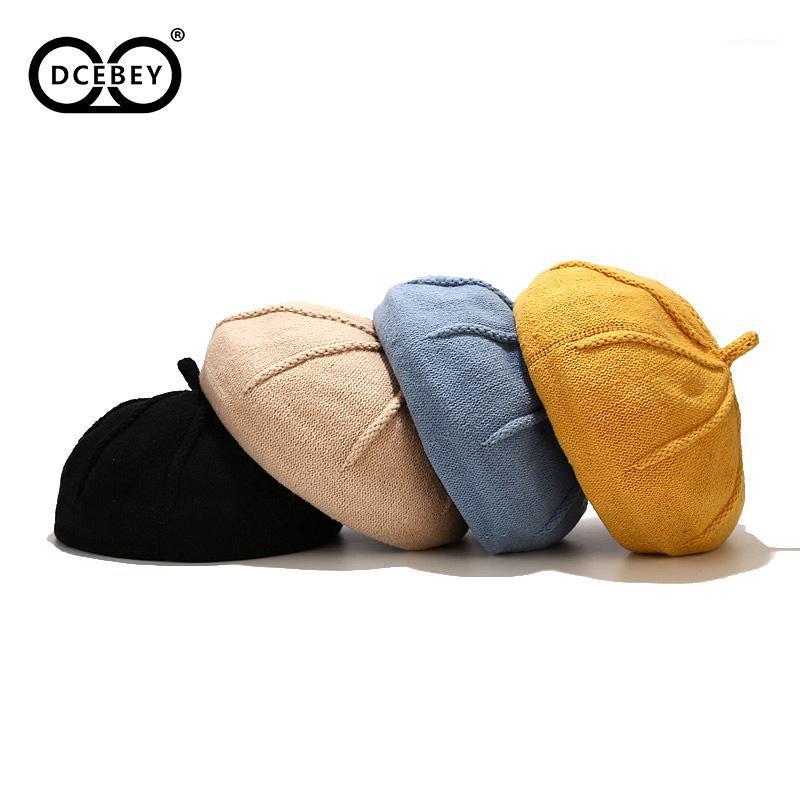 

DCEBEY 2020 Korea Knitted Women Beret Vintage Painter Hat Autumn Winter Wool Flat Cap English Style Painter Hat Lady Girl Berets1, Green
