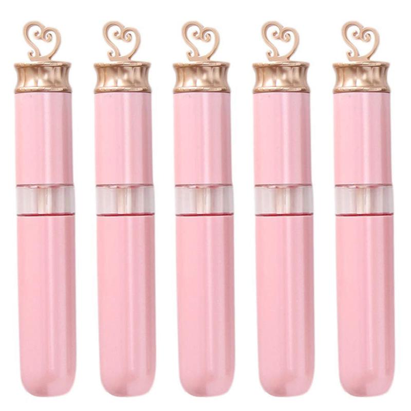 

5Pcs 6ml Pink Empty Lip Gloss Tubes Gold Heart Shape Top Lipstick Cosmetic Packaging Container DIY Cosmetic Sample Bottle