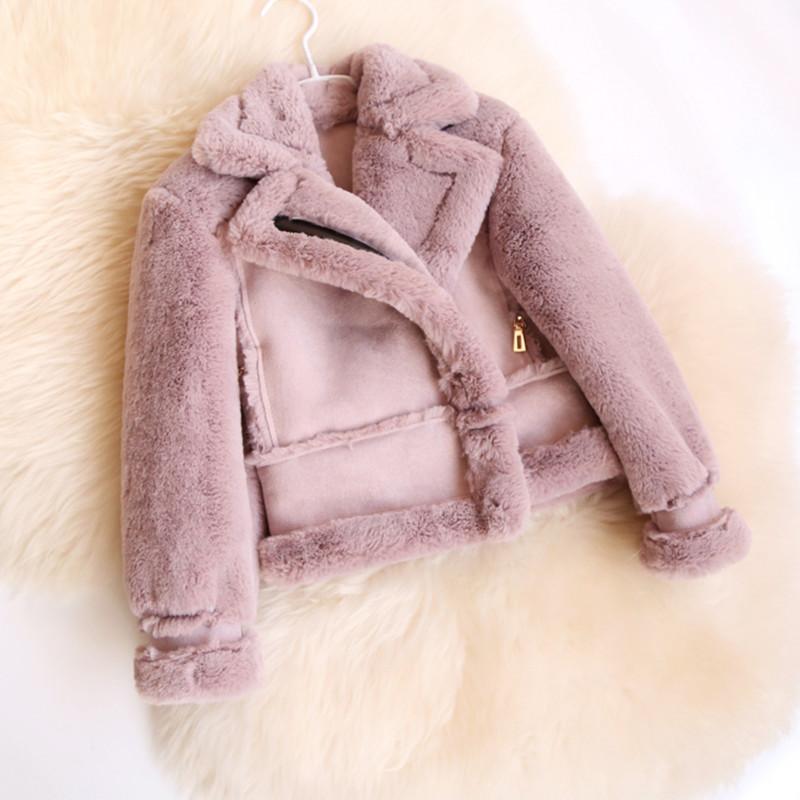 

2020 Winter Girls Faux Fur Fleece Coat Suede Patchwork Cool Zipper Girls Jackets And Coats Children Faux Suede Coat Outerwear, Army green