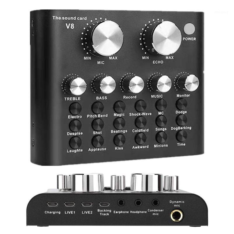 

Sound Cards Professional Live Sing Mixing Console V8 Card Audio Interface For Phone Computer Recording Microphone External Card1