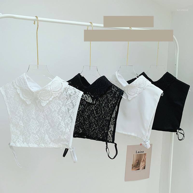

Linbaiway Women Lace Floral Fake Collar Shirt Detachable Lapel White False Collar Blouse Sweater Half-Shirt Vest Nep Kraagie1