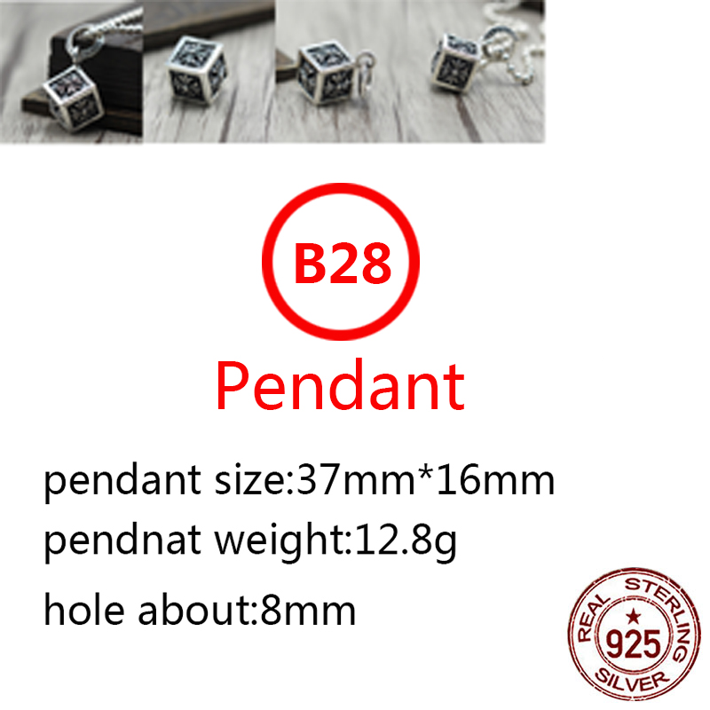 B28 s925 sterling silver pendants personalized classic retro jewelry hip-hop square cross fashion punk style to send a gift of lover