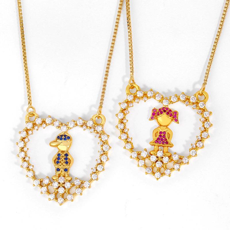 

Gold Chain Friendship Boy And Girl Necklaces Pendents Crystal Couple Necklace With Stone Kids Jewelry Boys Family Gifts nkeq99